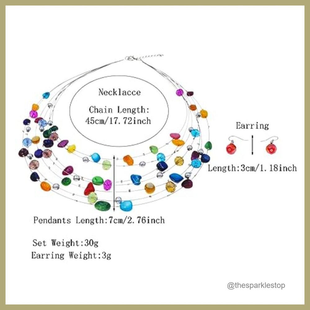 Shell Crystal Bead Statement Necklace Earring Set… - image 5